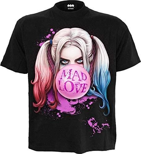 DC Comics - HARLEY QUINN - MAD LOVE (Unisex Black Short Sleeve T-Shirts) Large S