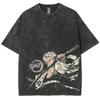 Anime Demon Slayer Shinazugawa Sanemi Print T Shirt Men Women Washed Cotton T-shirts Oversized Tshirt Harajuku Tee