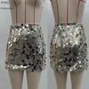 Minifalda Plateada con Lentejuelas de Cintura Alta para Mujer, Falda Corta Brillante para Fiesta y Club