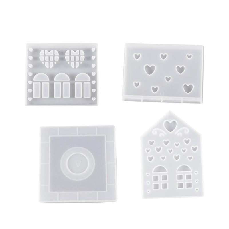 House Shaped Candlestick Silicone Mould Plaster Resin Making Molds 3D Candle Holder Gypsum Mold Table Decorations