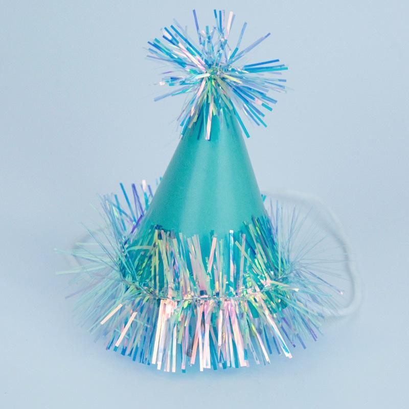 Colorful Tinsel Paper Party Hat for Cats & Dogs