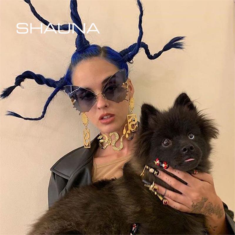 SHAUNA Vintage Übergroße Einzigartige Schmetterling Sonnenbrille Damen Mode Gradient Lens Eyewear Weibliche Große Schattierungen UV400 Sonnenbrille