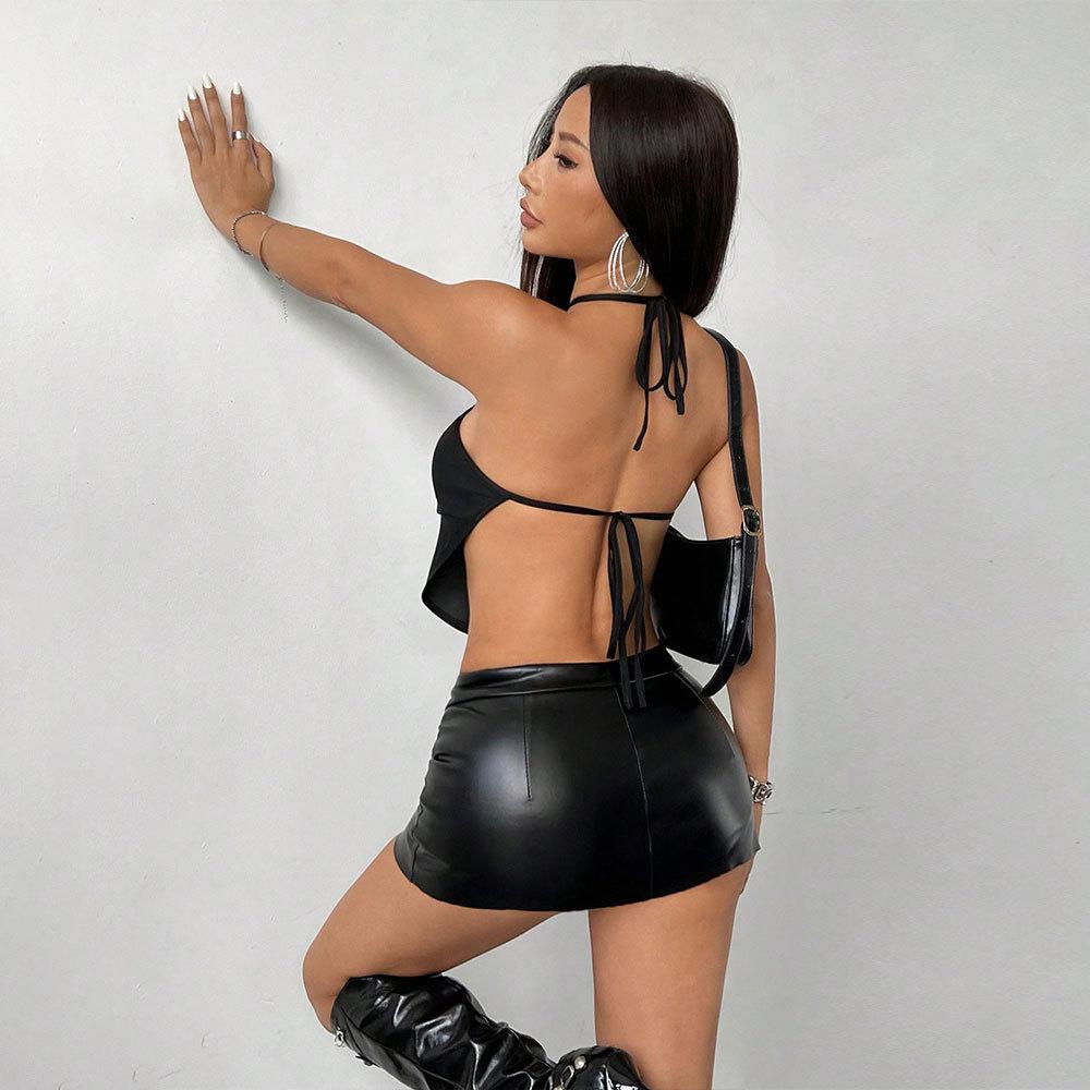 Letní sexy halterové tričko s otevřenými zády a designem na zavazování, unikátní svrchní oděv k nošení