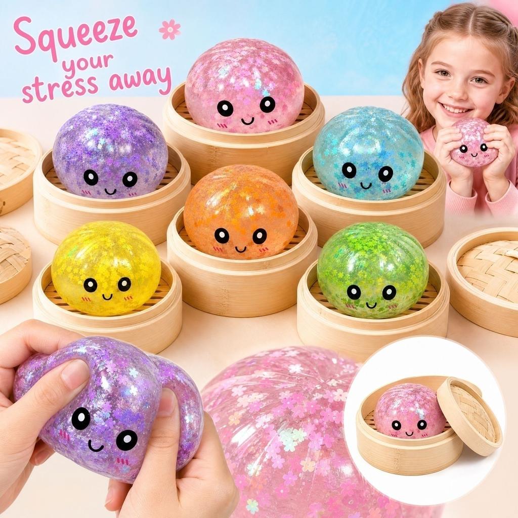Bun Stress Toy with Steamer - Flower Sensory Toy for Kids and Adults