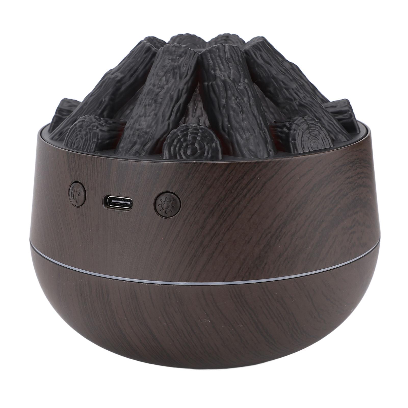 

Мини-увлажнитель с имитацией огня древесного угля, портативный USB-настольный персональный увлажнитель воздуха, 300 мл, темное дерево