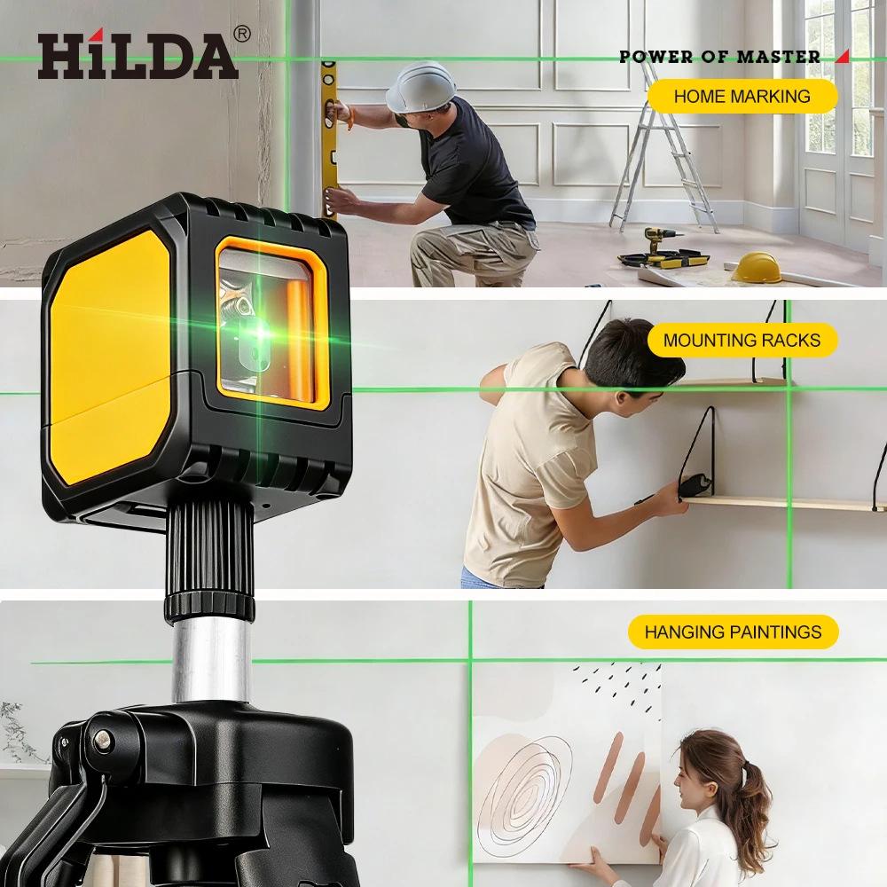 Compact High-Precision 2-Line Green Laser Level with Ultra-Bright Infrared Projection