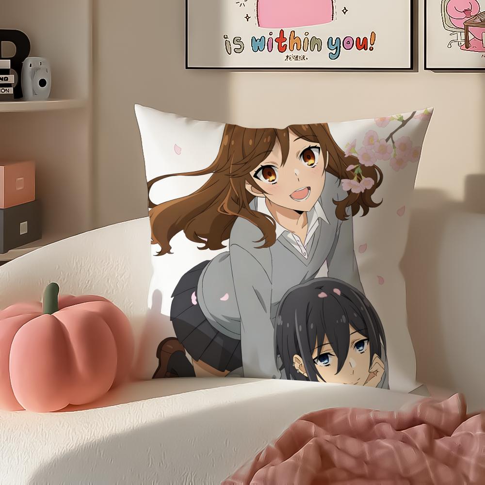 Sweet Romantic Japanese Anime HHorimiya Cushion Cover Pillowcase Short Plush Invisible Zipper Room Sofa Cushion Cover