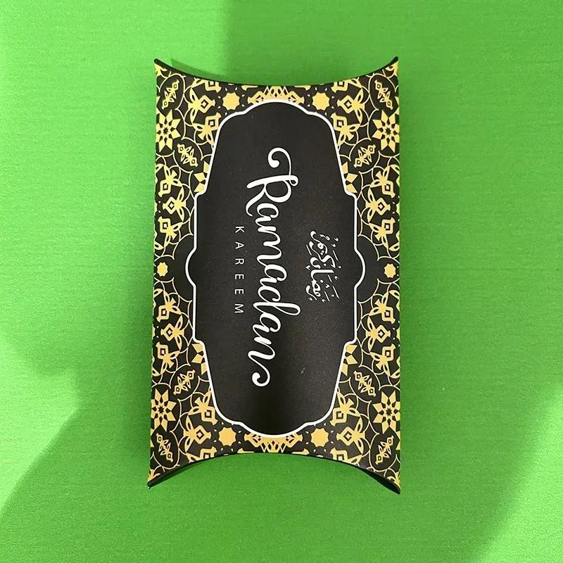 10pcs Eid Mubarak Gift Bag Box Pillow Candy Cookie Chocolate Paper Box Ramadan Kareem Decoration Islam Muslim Party Gift Decor