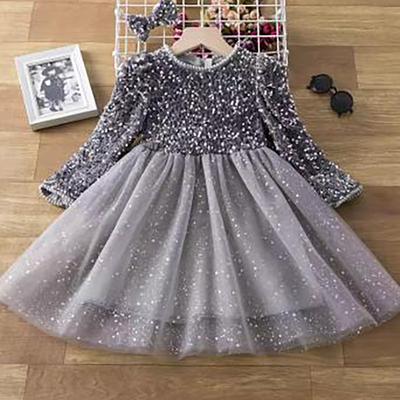 Girls Princess Party Dresses Kids Birthday Wedding Evening Prom Gown Spring Fall Long Sleeve Children's Dress