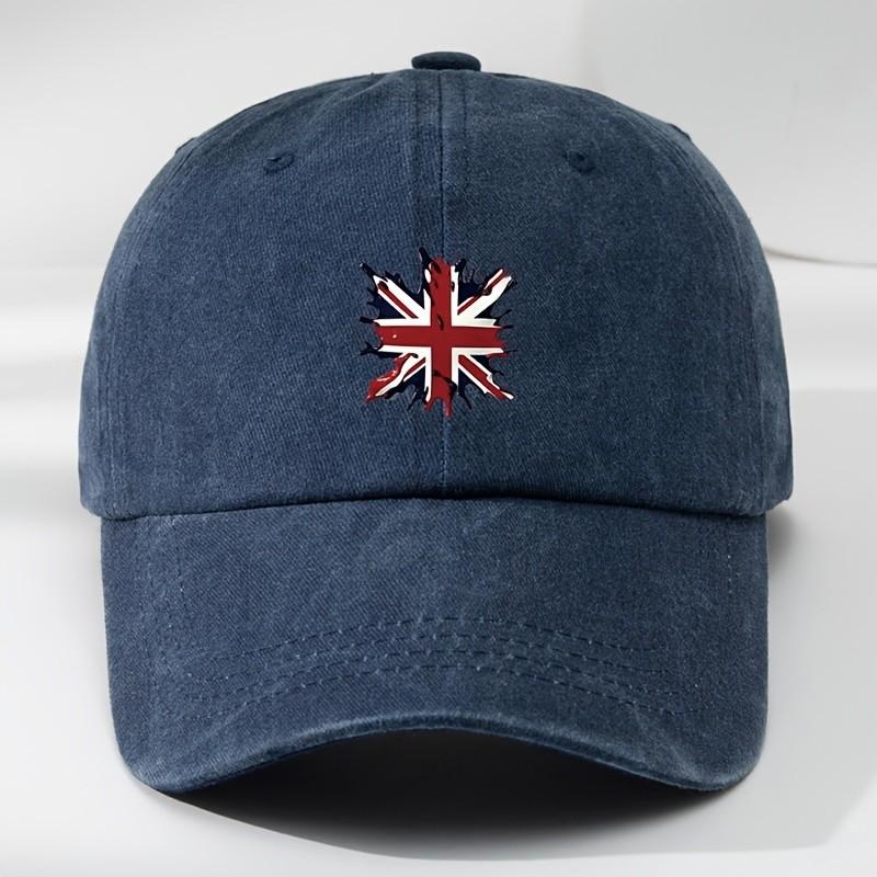 Distressed Union Jack Splash Print Baseball Cap Unisex Polyester Outdoor Casual Adjustable Headwear