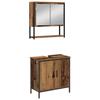 Bathroom Furniture Set with Shelf and Door 3 pcs Brown Particleboard