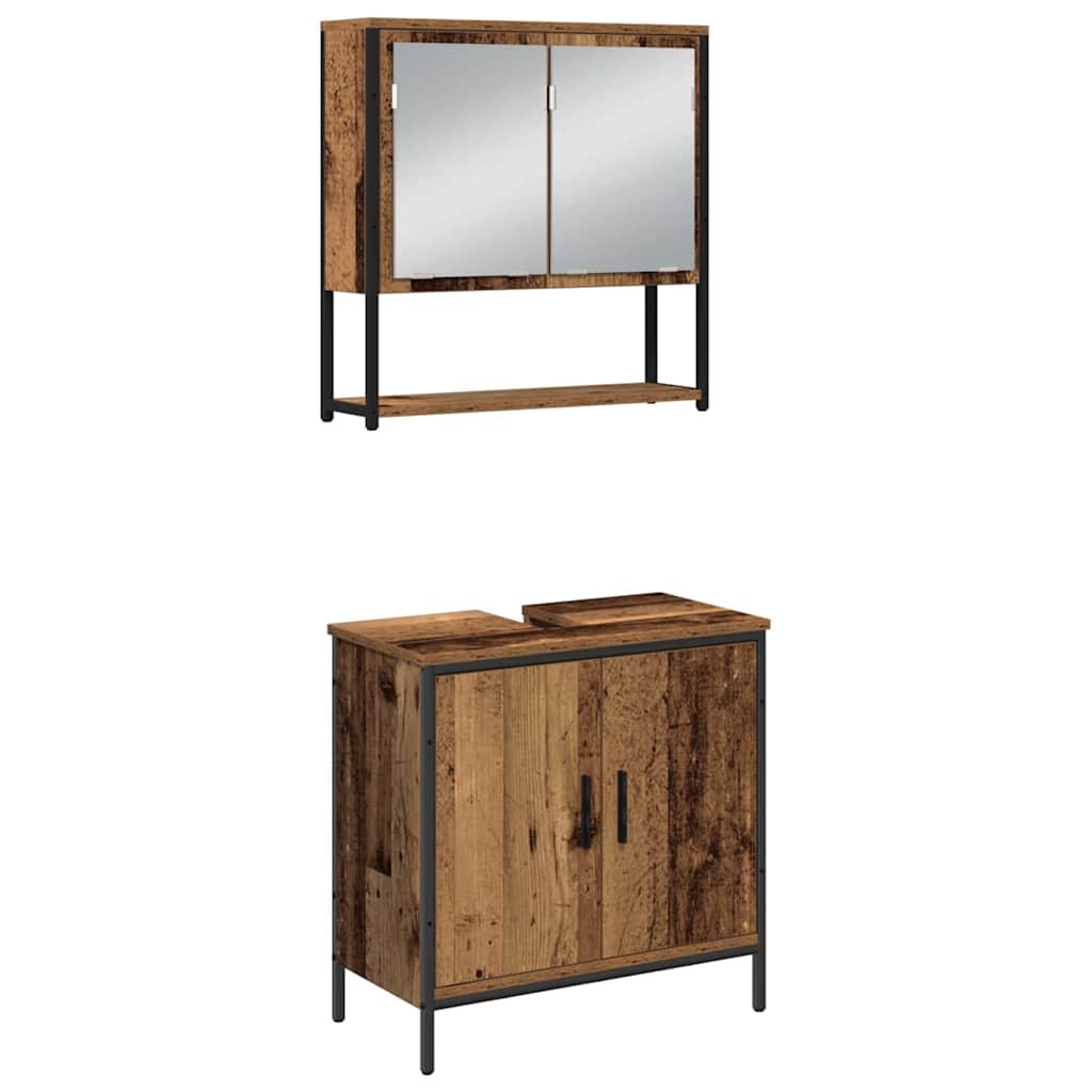 Bathroom Furniture Set with Shelf and Door 3 pcs Brown Particleboard