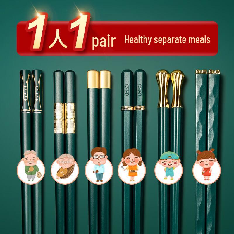 Huazao Baijia WQ Alloy Chopsticks, 5-Pair Set