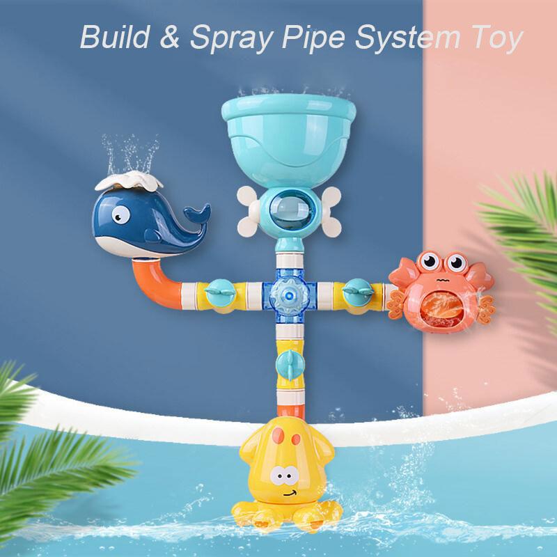Modular Water Pipe Spray Bath Toy With Adjustable Shower Head Attachment For Babies & Toddlers