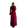  Autumn Chiffon Ruffle Semi-High Neck Long Dress