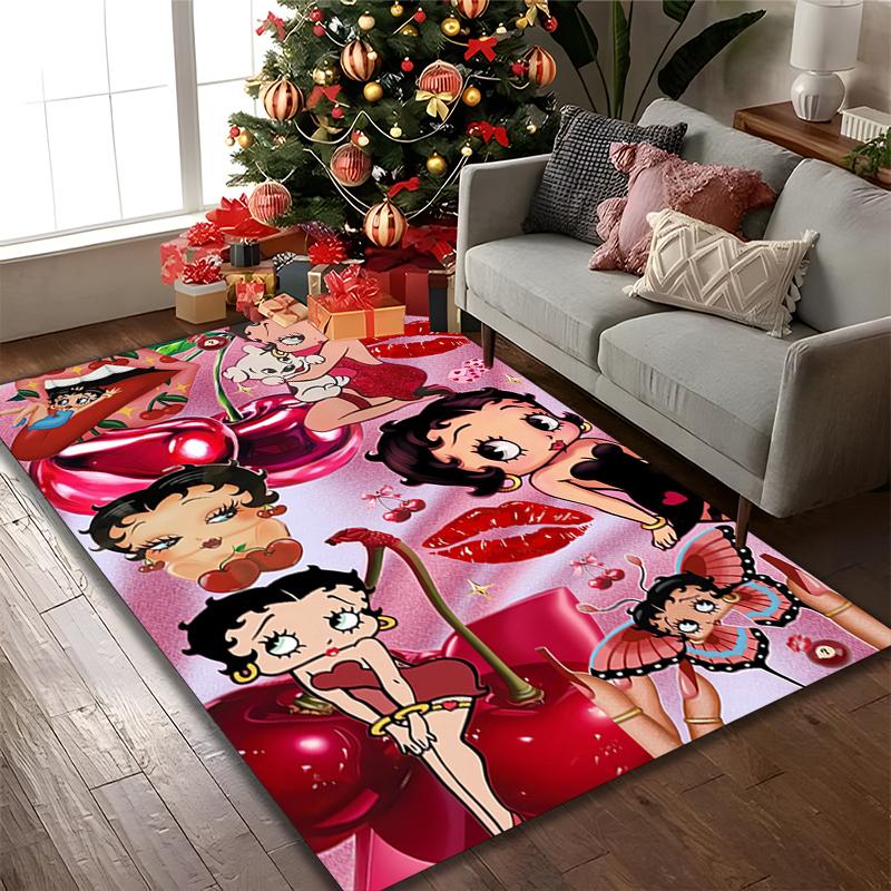 1pc Office Printed Area Carpet, Betty Boop Rug, Home Sofa Chair Mat For Christmas and Halloween Décor