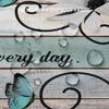 Blue and White Daisy Watercolor Flower Waterproof Bathroom Shower Curtain (with 12 Hooks) 72x 72 Inch Blue Butterfly Pastoral Style
