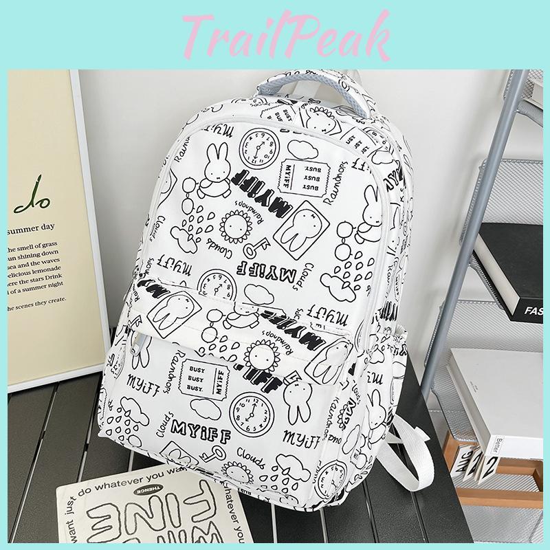 Fashion Rabbit Pattern Girls School Bag Breathable Nylon Backpack For Daily Use