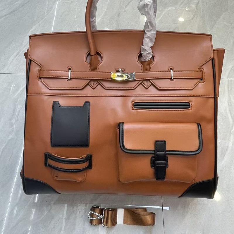 Direktverkauf ab Werk Lederstruktur splicing Lederhandtasche große Kapazität Reisetasche Umhängetasche Messenger Bag