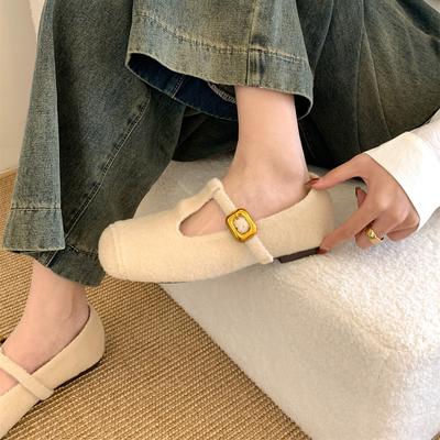 Retro Square Head Light Mouth Mary Jane Shoes Women's Autumn French Ballet Single Shoes Square Head T with Soft Sole Evening Shoes
