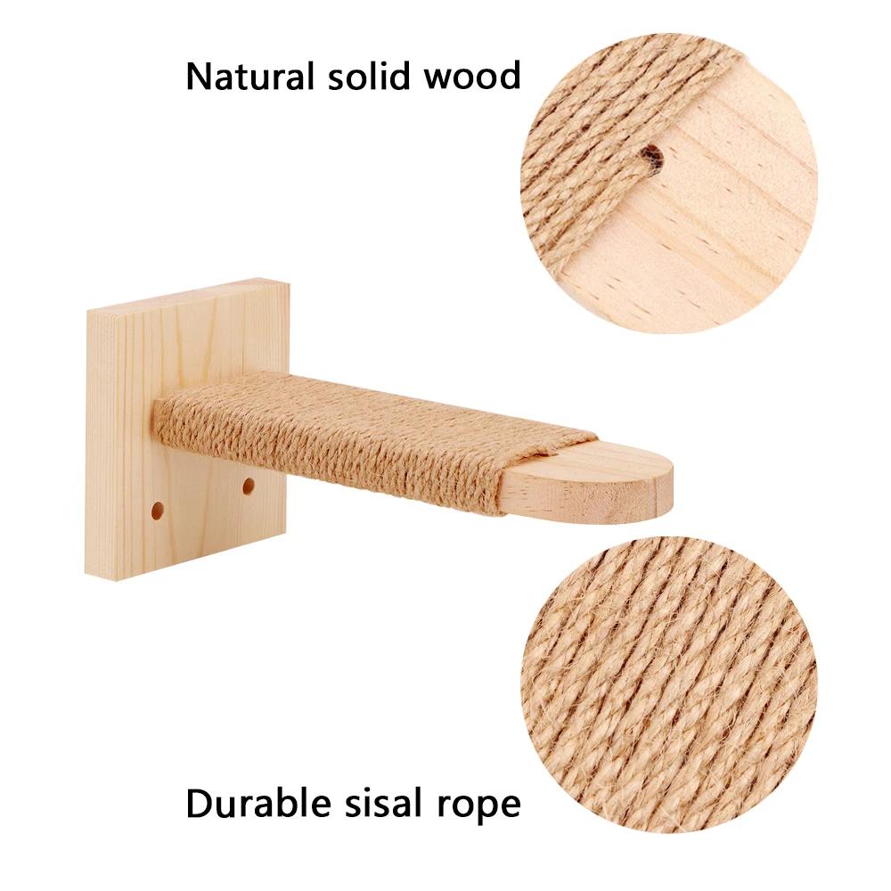 Wooden Kitten Ladder with Sisal Rope Cat Wall Steps Climbing Cat Scratching Post Cat Scratching Board Tree Pet Furniture
