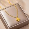 Luxury Pure Gold Real Gold Women's Lucky Flower Flower Clavicle Chain