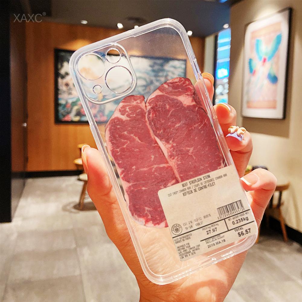 Funny Salted Fish Pidan Kobe Beef Phone Case For iPhone 16 15 11 12 14 13 Pro Max Mini X XSMax XR 7 8 Plus SE4 16e Silica Covers