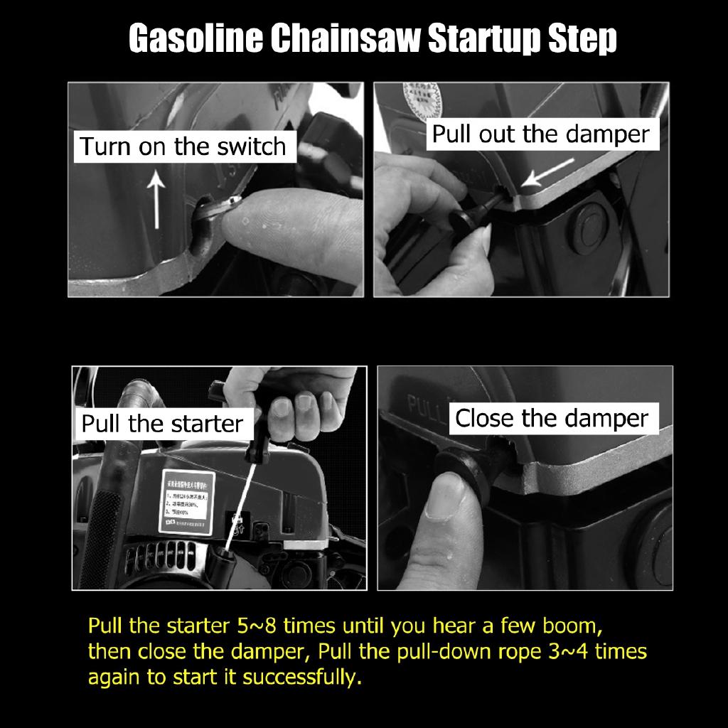 5200W 68CC 20'' Chainsaw 13000RPM Gasoline Petrol Saw Cutter Bar & Chains Kit