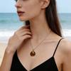 High Quality Simple Natural Stone Crystal Fashion French Light Luxury Water Drop Pendant Copper Plated Real Gold Necklace Jewelry