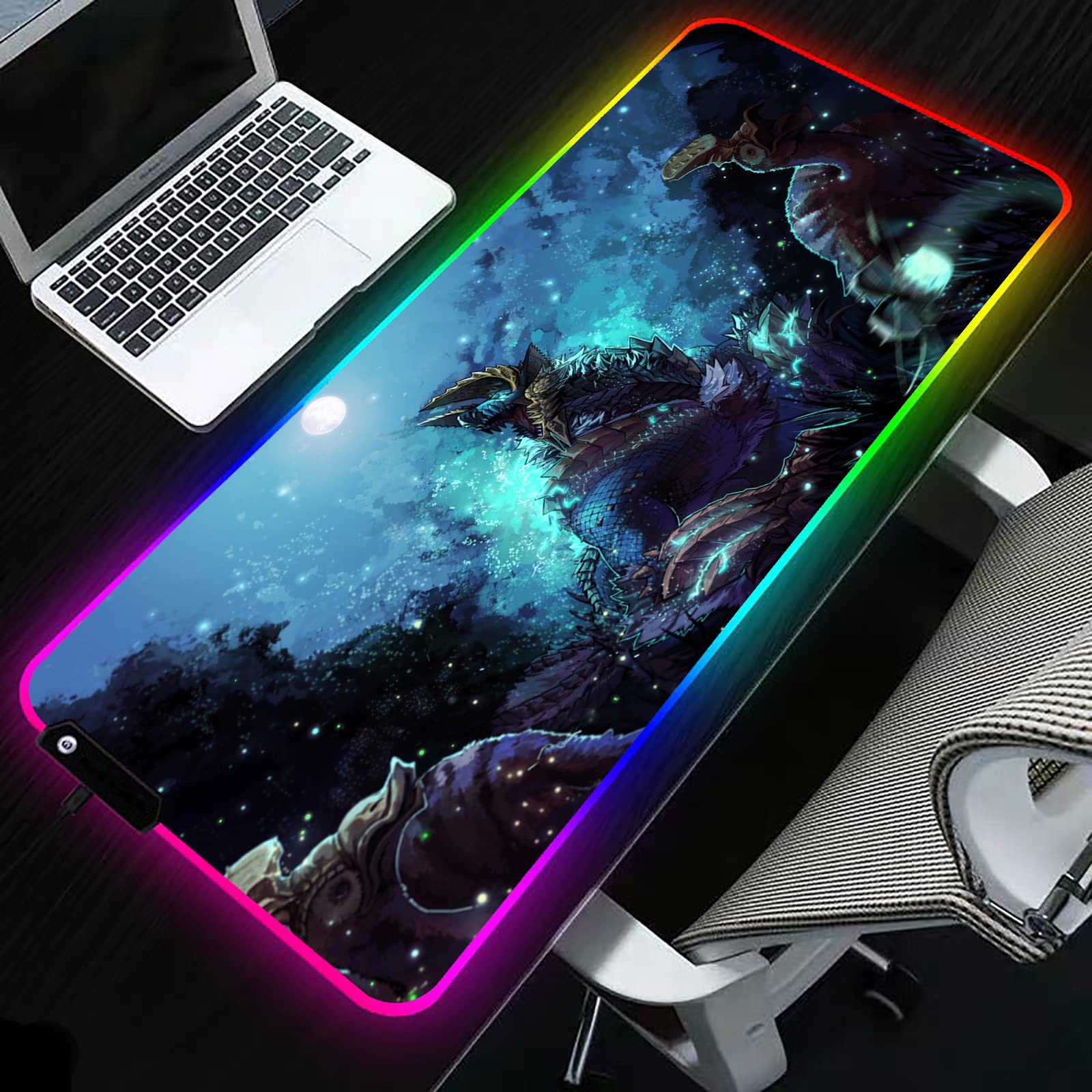 

JKSETPUS Игровая мышь Monster Hunter RGB Игровая мышь Большая Игровая Подсветка Компьютерный стол Клавиатура 900 мм x 400 мм Коврик, Коврик, XXL, Светодиод, Мат,