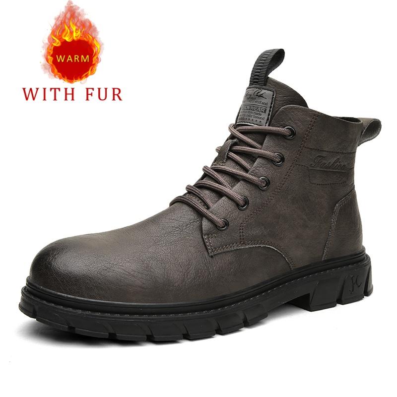 

Fashion Warm autumn and winter men s shoes Classic minimalist fashion style Leisure Business Office Outdoor black adult short boots 38 коричневый