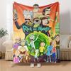 Morty Rick Print Flannel Blanket High Quality Warm Comfortable Cover for All Seasons Perfect for Gifts Home Decor