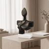 Torso Sculpture with Marble Base Modern Decorative Object Antiqued for Bookshelf