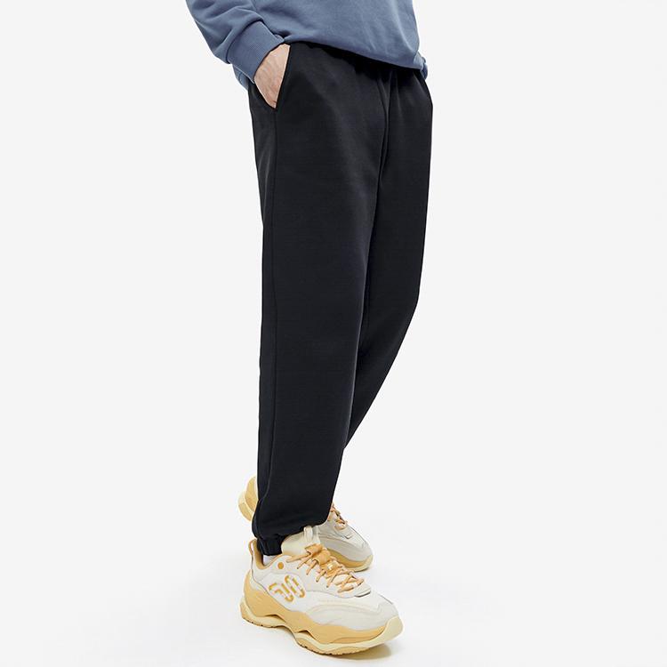 Fila Fusion Solid Color Loose Fit Knit Casual Pants Men bottoms Deep-Black T11M243604F-BK