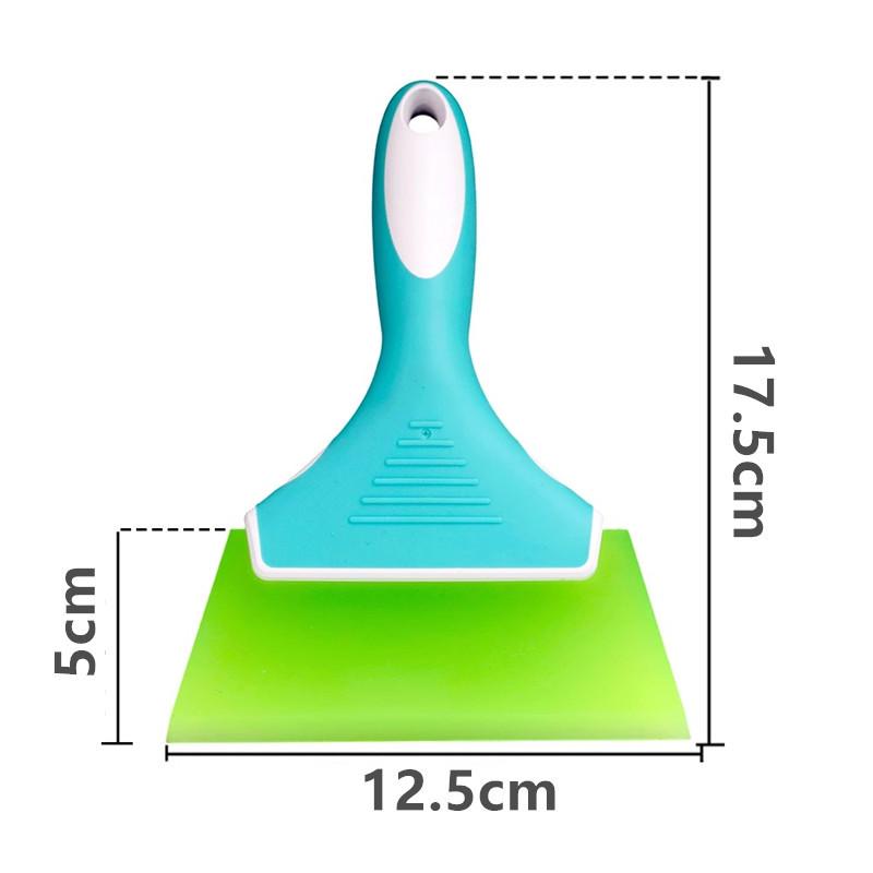 Car Film Scraper Tool with Short Handle - Glass Cleaning Squeegee with Soft/Hard Cow Tendon Rubber Strip