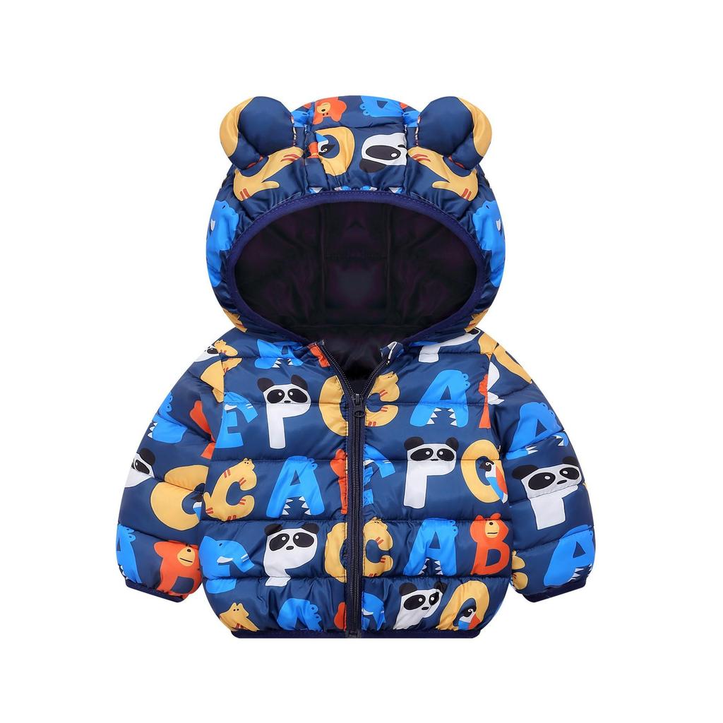 Children's Lightweight Autumn/Winter Cartoon Down Cotton Jacket for Boys and Girls - Small/Medium, Thickened Outerwear.