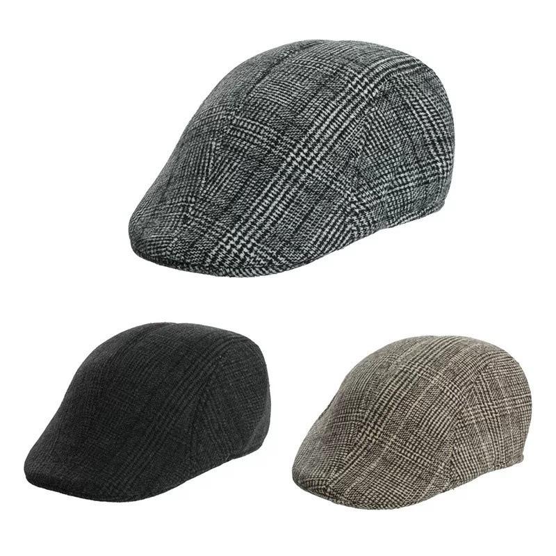Autumn and Winter Small Plaid Forward Hat Men's and Women's Casual Retro Hat Warm Beret Comfortable and Versatile Director Hat