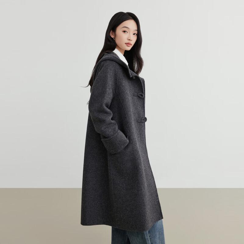 Elva' Island Women's Winter Long Hooded Double-Faced Wool Coat