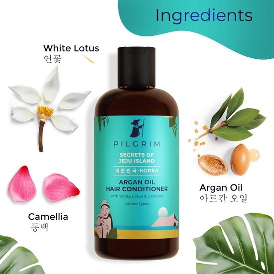 PILGRIM Korean Anti-Frizz Hair Care Set z szamponem bez siarczanów 200 ml i odżywką do włosów z olejem arganowym 200 ml | Dla kobiet i mężczyzn