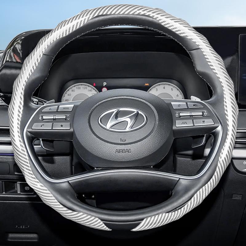 Suitable for Hyundai Carbon Fiber Texture Steering Wheel Cover Snap-On Wave-Shaped Sport Design Elantra N Sonata Ioniq 5 5N 6 9 Venue Kona Santa