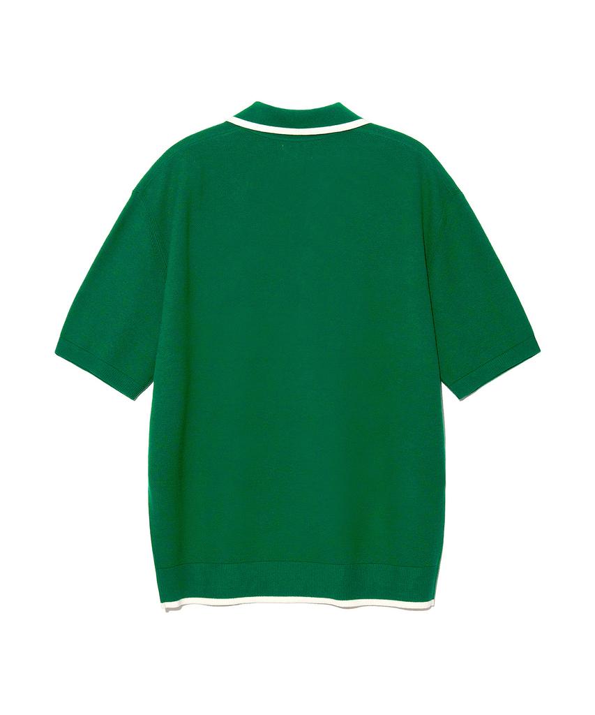 LEE Collar Contrast Short Sleeve Knit Green
