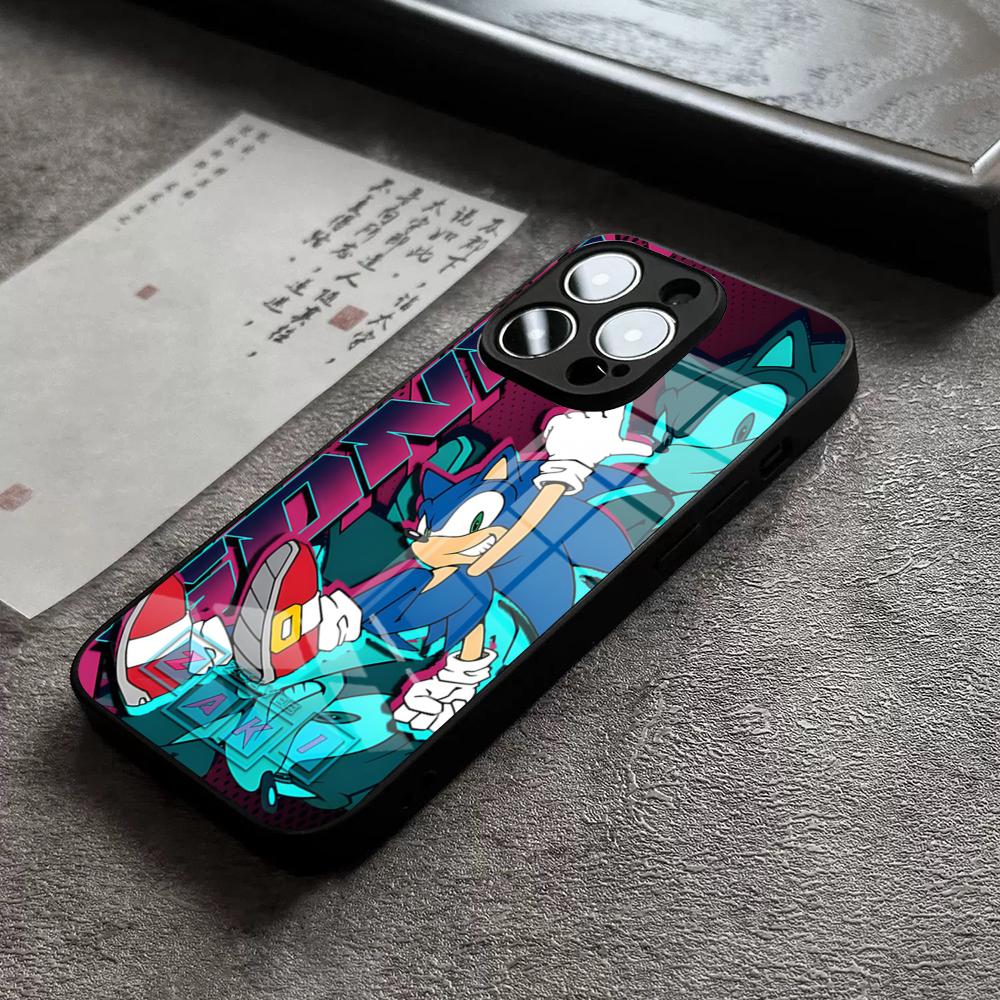 

Cartoon S-Sonics Hedgehog Phone Case For IPhone 16 Pro Max 14 17 Air 12 15 11 13 Mini X XR XS Max SE Glass Cover iPhoneXS Max