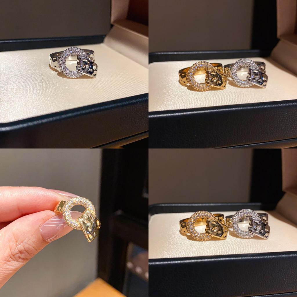 Minimalist Geometric Open Ring For Women With Copper Zirconium And Elegant Design