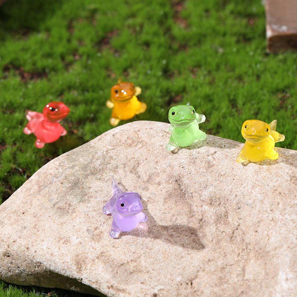 10Pcs Glowing in Dark Small Lizards Resins Miniatures Animal Figures Garden Landscape Potted Plant Decorations Ornaments