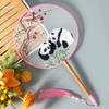 Antique Embroidery Circular Fan Chinese Style Cheongsam Fan Women's Double-Sided Embroidered Transparent round Long Handle Ancient Chinese Clothing
