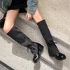 Thick heel strap slim big tube circumference black boots women's 2025 new fashion spice girl long tube knight boots