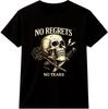 Totenkopf T-Shirt Keine Reue Keine Tränen Biker Gothic Vintage Grafik-T-Shirt