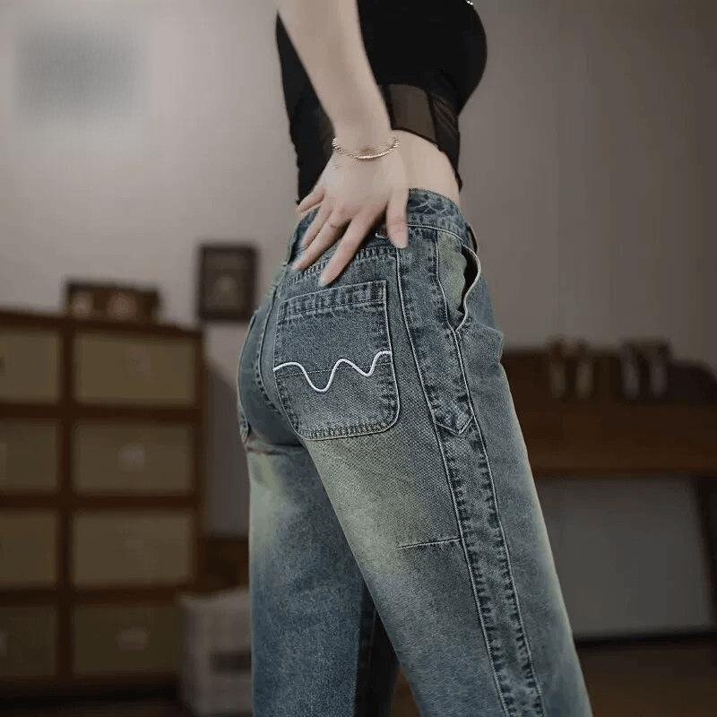Summer retro jeans men's cropped pants loose straight pants thin trend versatile casual men's short pants