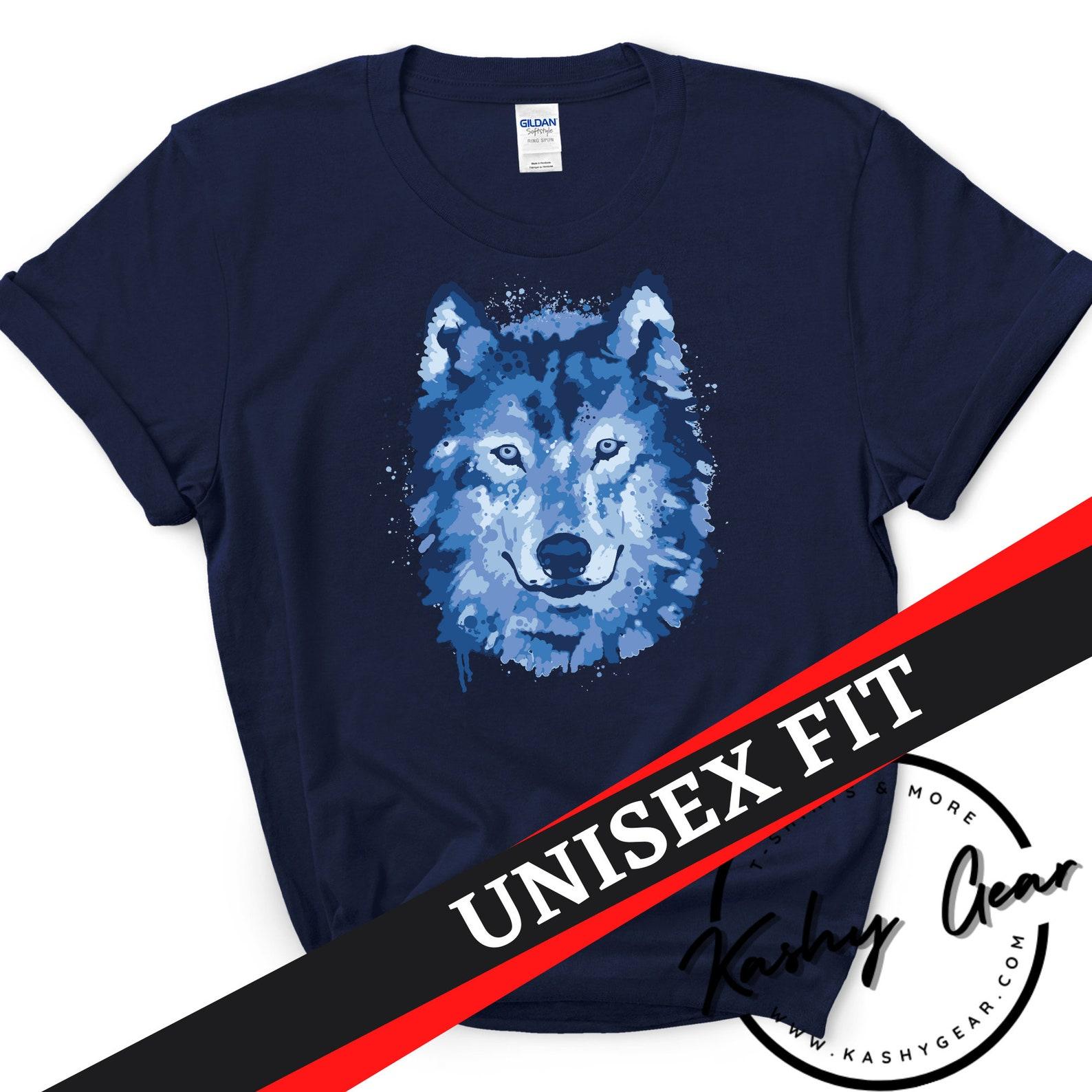 Wolf Shirt Men Women | Watercolor Wolf Portrait Tshirt | Wild Life Nature Lovers Gift For Women | Animal Graphic Tee | Unisex Tshirt L