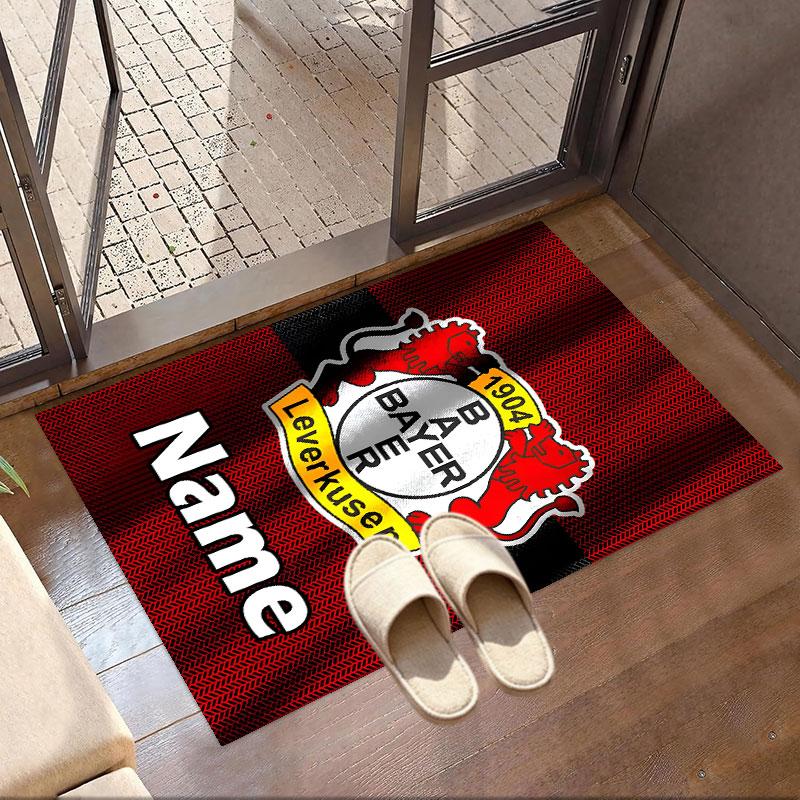 Benutzerdefinierter Name Personalisierter Bayer 04 Leverkusen Druckteppich, Vielseitiger Heimdekor-Teppich, für Spielzimmer, Wohnung, Balkon, Eingangsbereich, Flur Geschenk